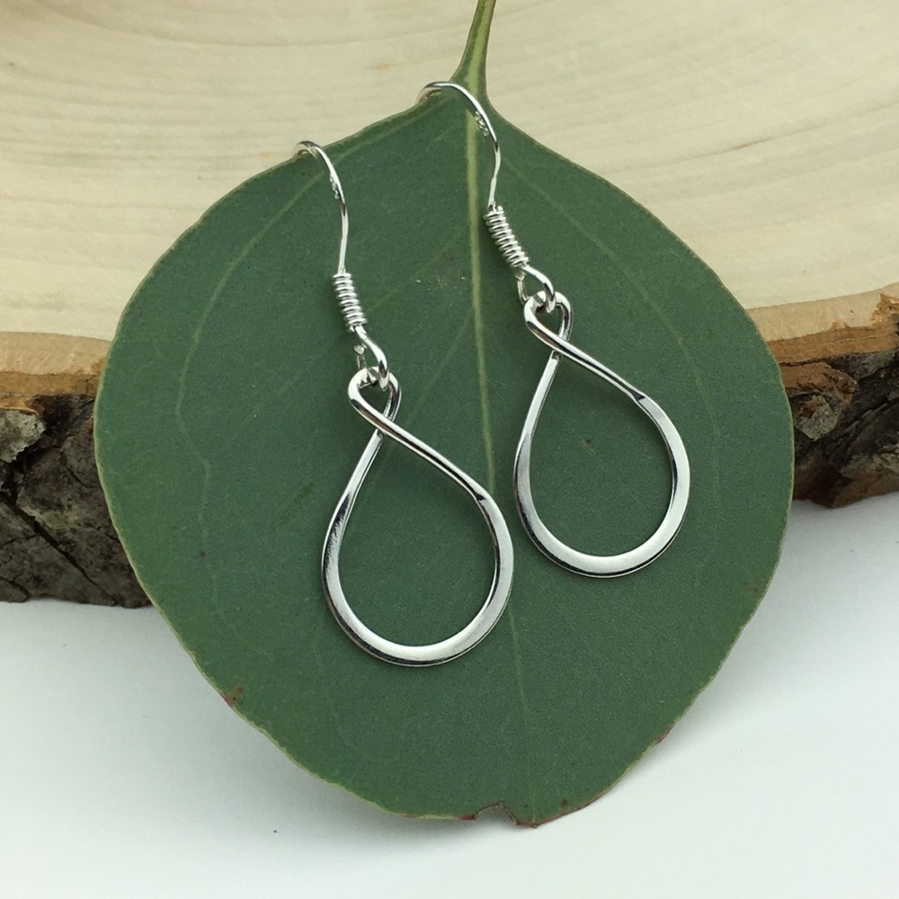 925 Silver Double Swirl Loop Drop Dangle Earrings